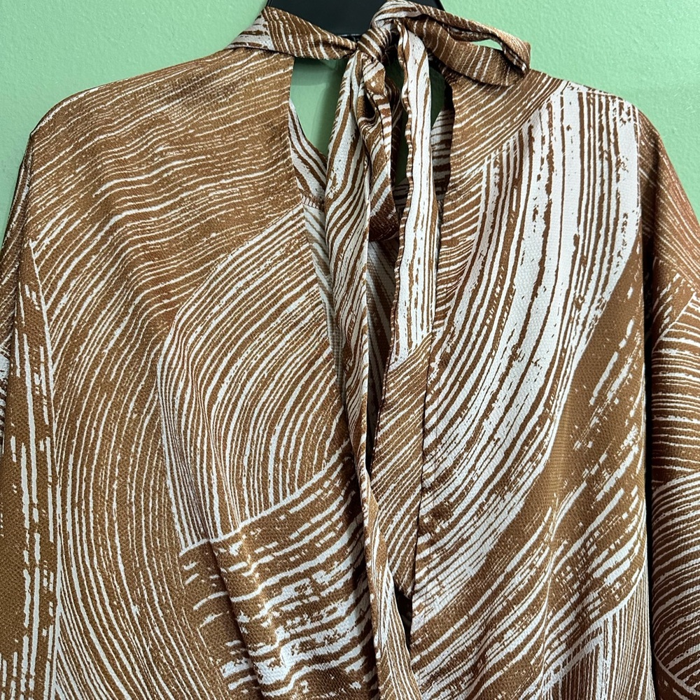 Chic Brown And White Patterned Jumpsuit - image 6